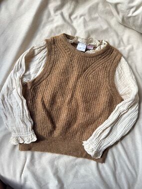 Zara Brown Knit Sleeveless V-Neck Sweater Vest